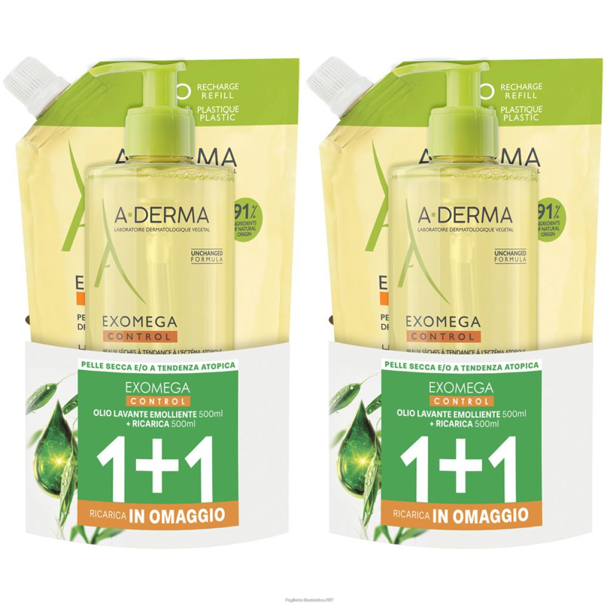 Cerca Offerte di a-derma exomega control olio lavante emolliente + ricarica set da 2 2x e acquista online