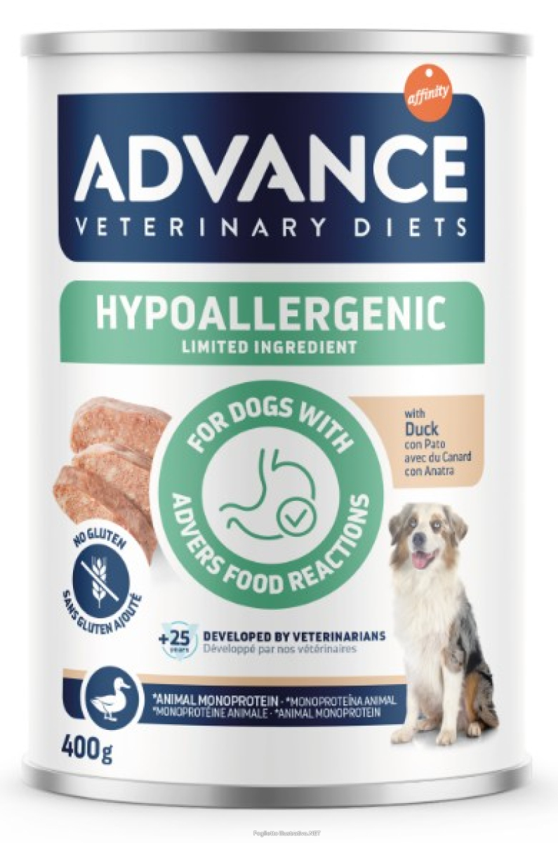 Cerca Offerte di advance cane diet hypoallergenic anatra 400gr (lattina) e acquista online