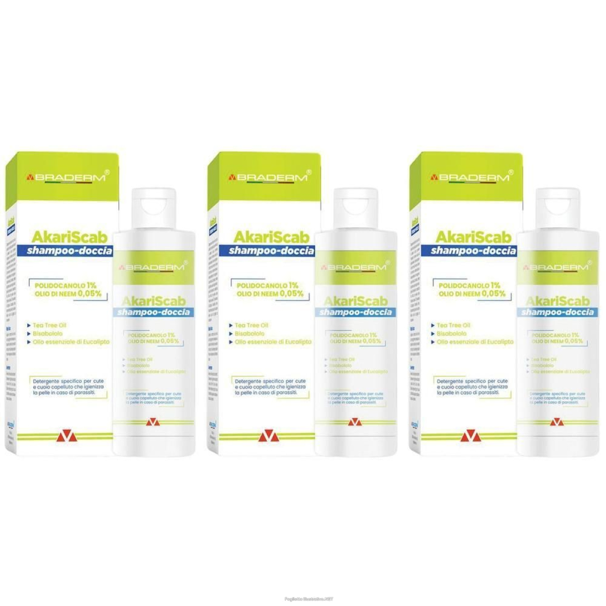 Cerca Offerte di akariscab shampoo doccia 150 ml braderm 3x150 ml e acquista online