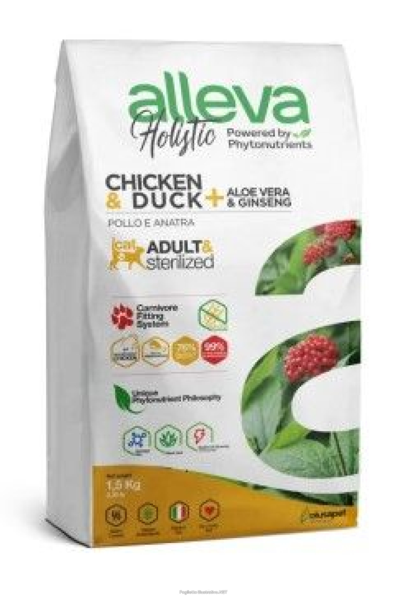 Cerca Offerte di alleva holistic cat adult & sterilized light & hairball chicken & duck + sugarcane fiber & ginseng kg 1,5 - p00288h e acquista online