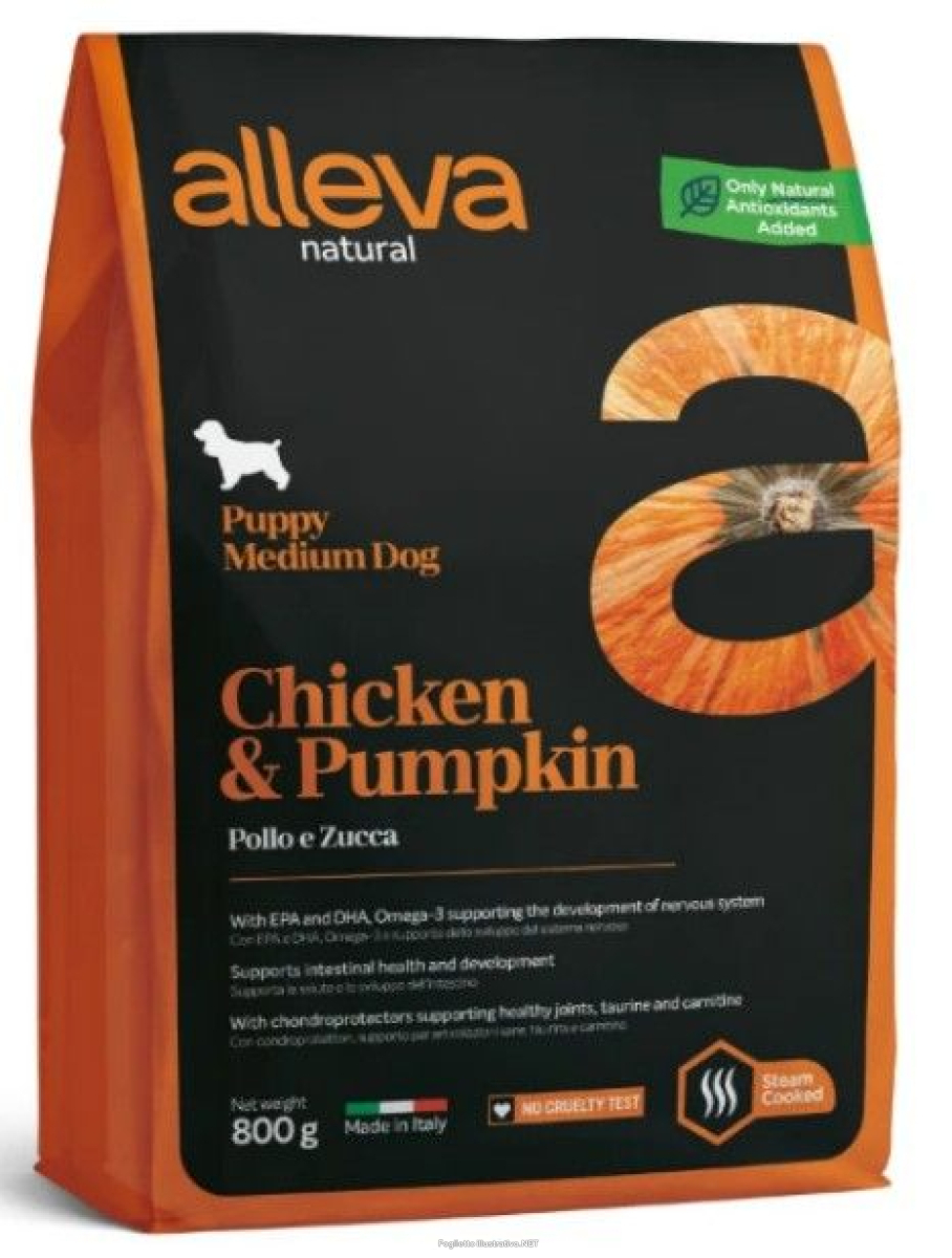 Cerca Offerte di alleva natural dog puppy chicken and pumpkin medium kg 0.800 - p00202 e acquista online