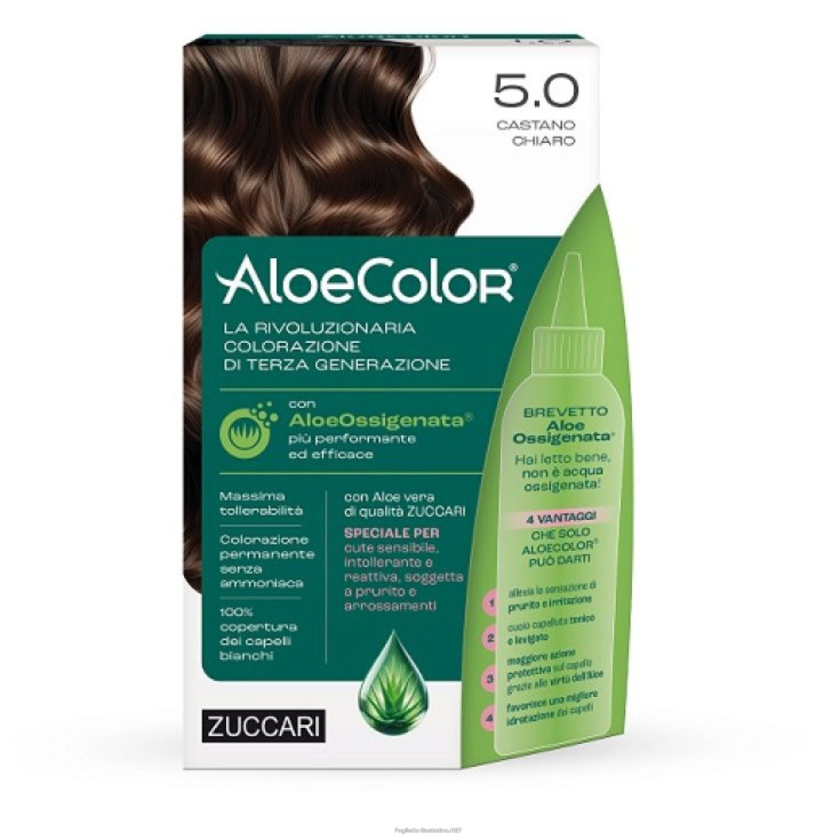 Cerca Offerte di aloecolor 5,0 castano chiaro tinta permanente capelli colore ad alta pigmentazione 50 ml + rivelatore aloeossigenata 75 ml + shampoo aloecare 15 ml + guanti e acquista online