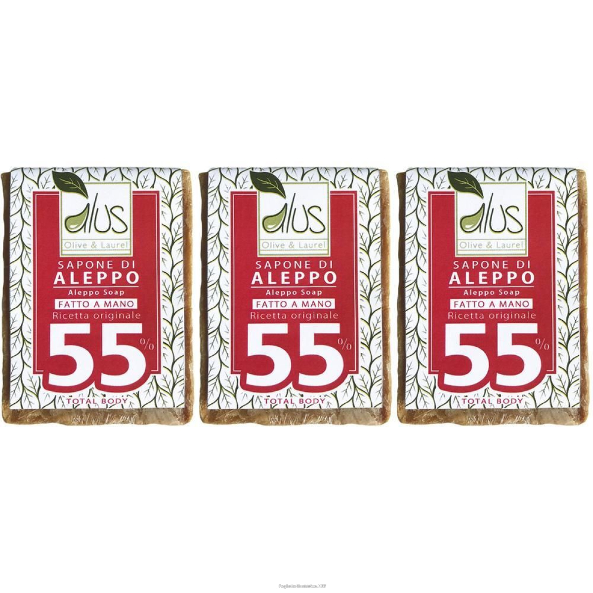 Cerca Offerte di alus olive & laurel sapone di aleppo fatto a mano 55% 3x200 g e acquista online