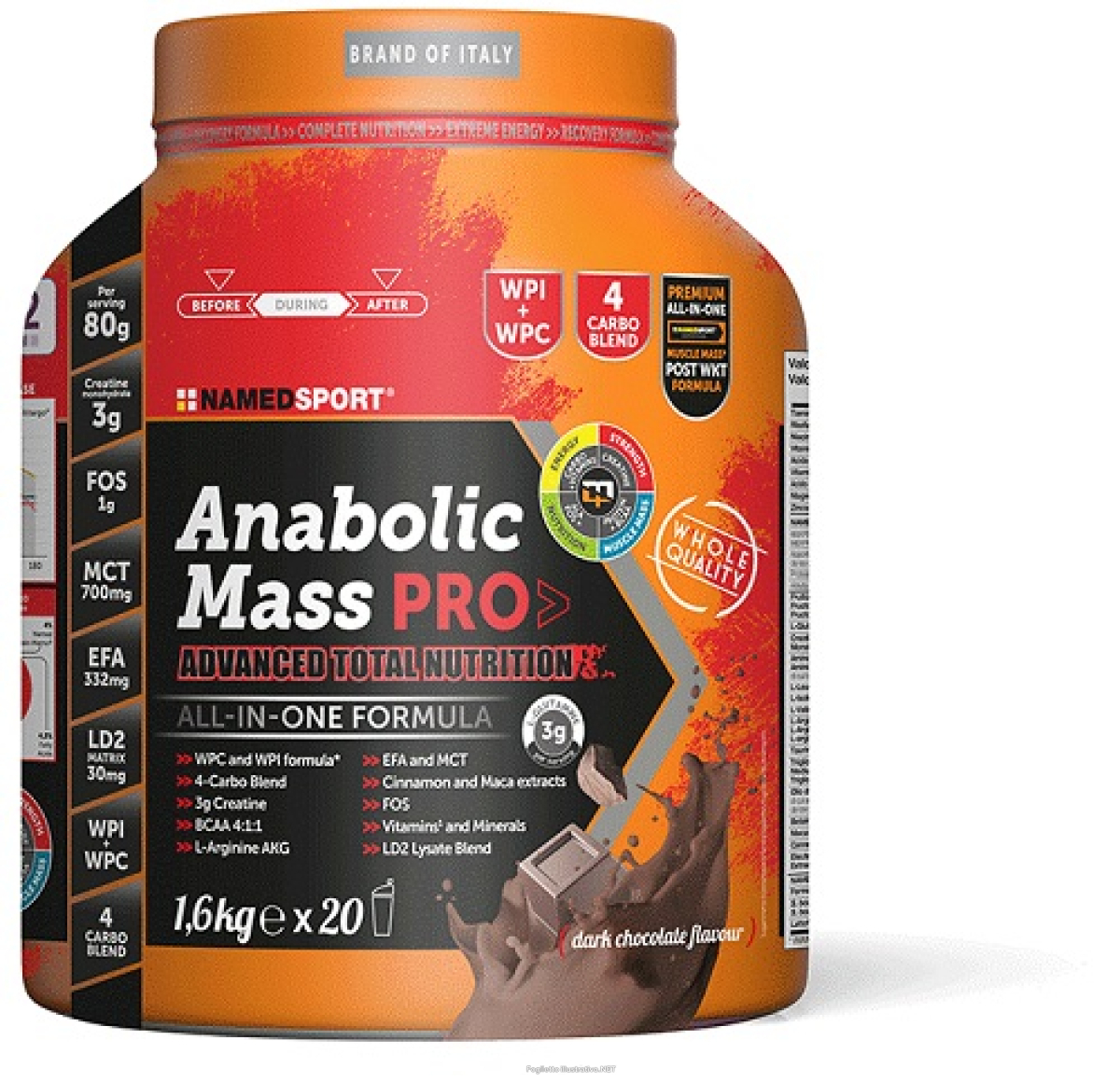 Cerca Offerte di anabolic mass pro integratore di proteine gusto dark chocolate 1,6kg e acquista online