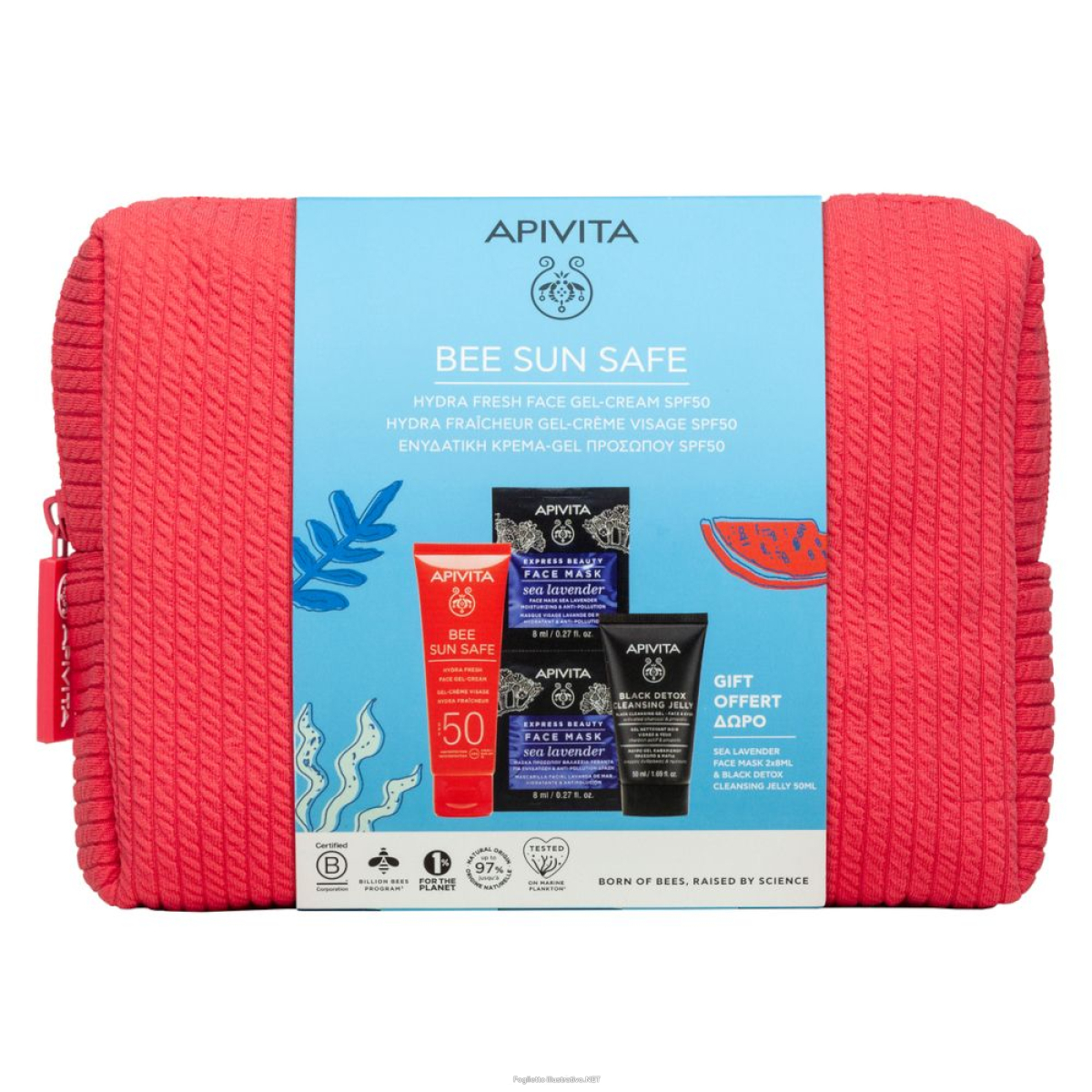 Cerca Offerte di apivita bee sun safe hydra fresh set solare crema gel viso spf50 + maschera viso idratante + black detox e pochette in regalo e acquista online