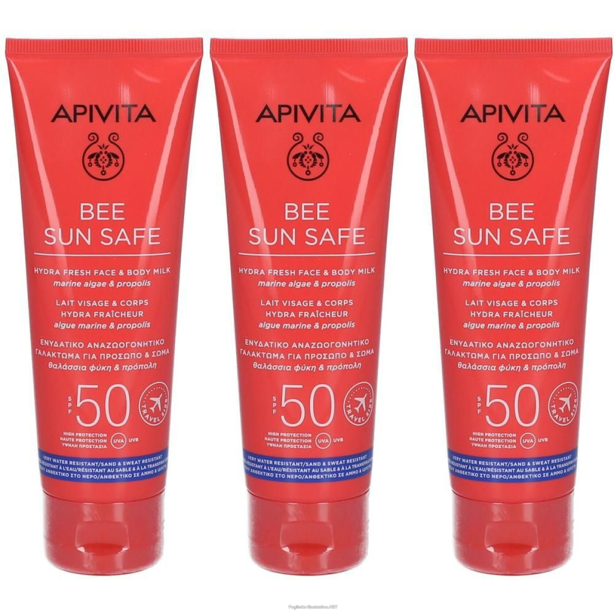 Cerca Offerte di apivita bee sun safe latte hydra fresh viso e corpo spf50 3x100 ml cre e acquista online