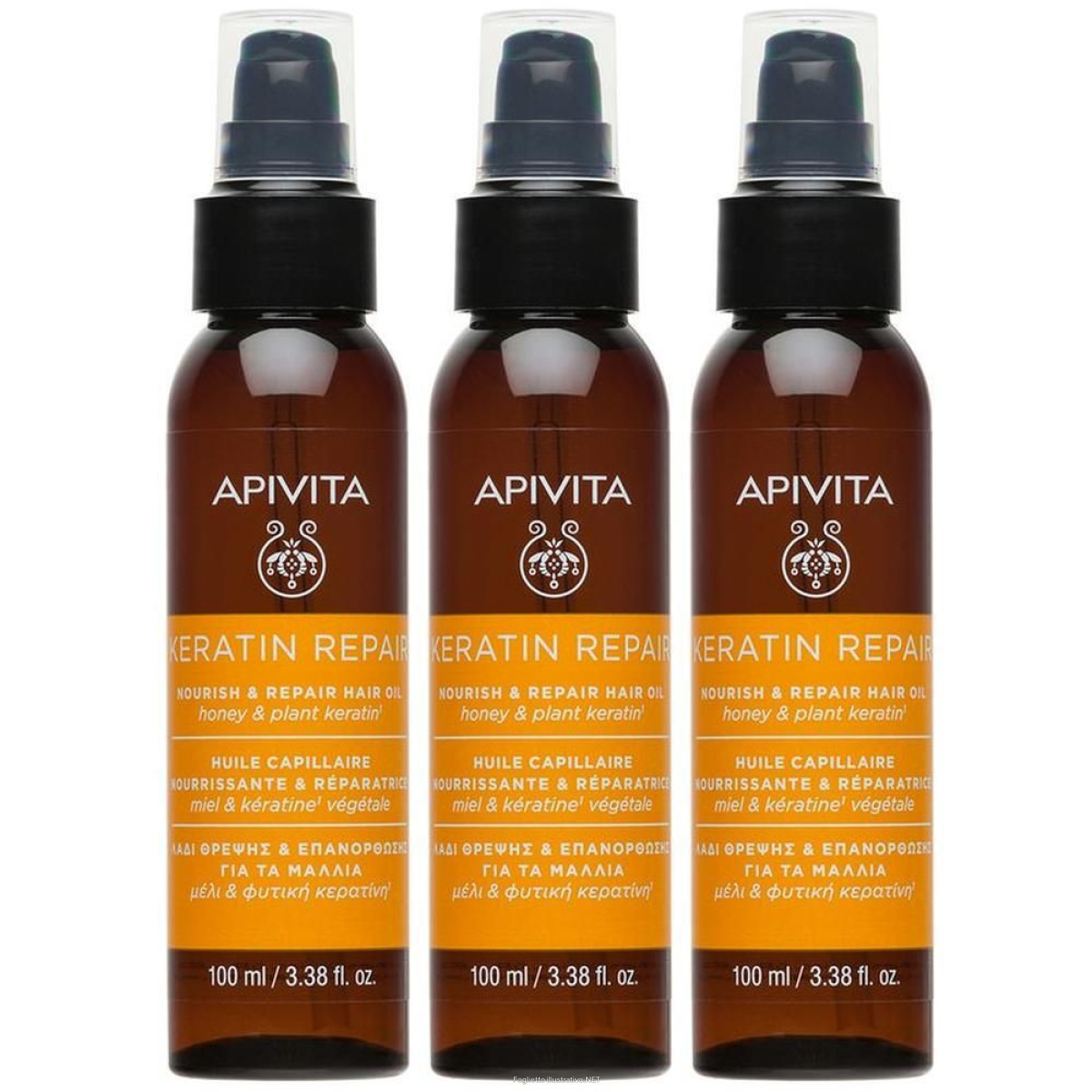 Cerca Offerte di apivita keratin repair olio capelli nutriente riparatore 3x100 ml e acquista online