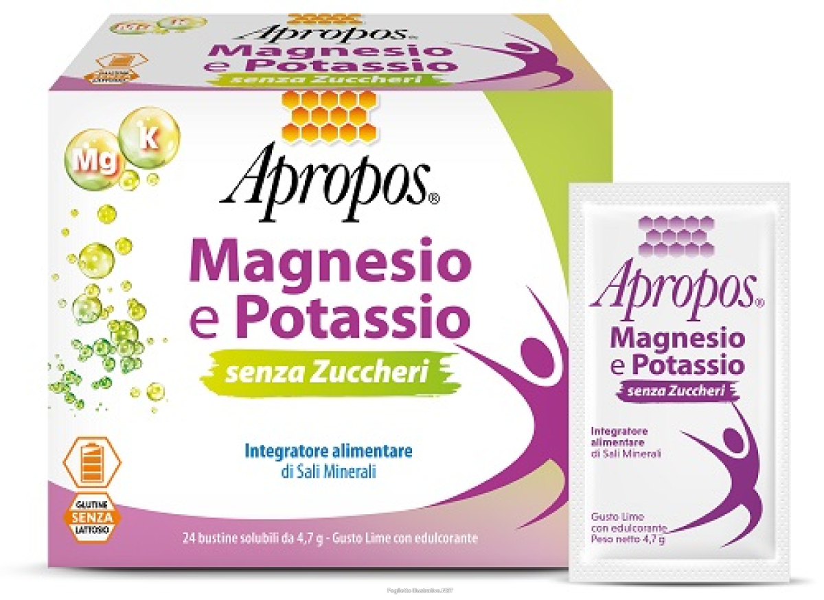 Cerca Offerte di apropos magnesio e potassio senza zuccheri gusto lime 24 bustine e acquista online
