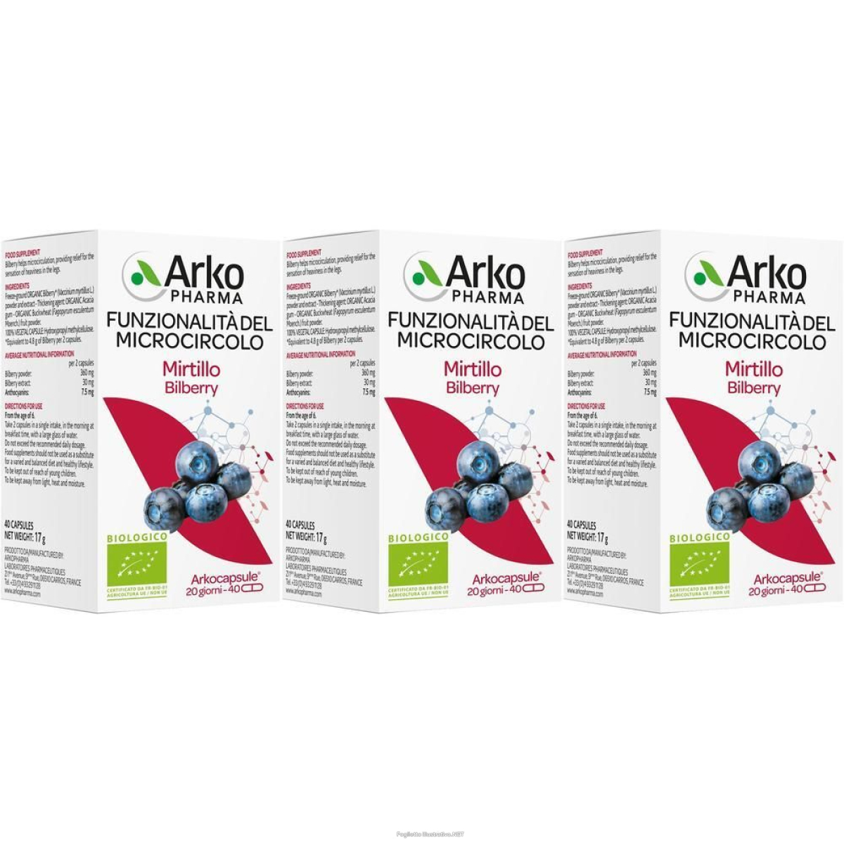 Cerca Offerte di arkocapsule funzionalita' microcircolo mirtillo 40 capsule 3x17 g caps e acquista online