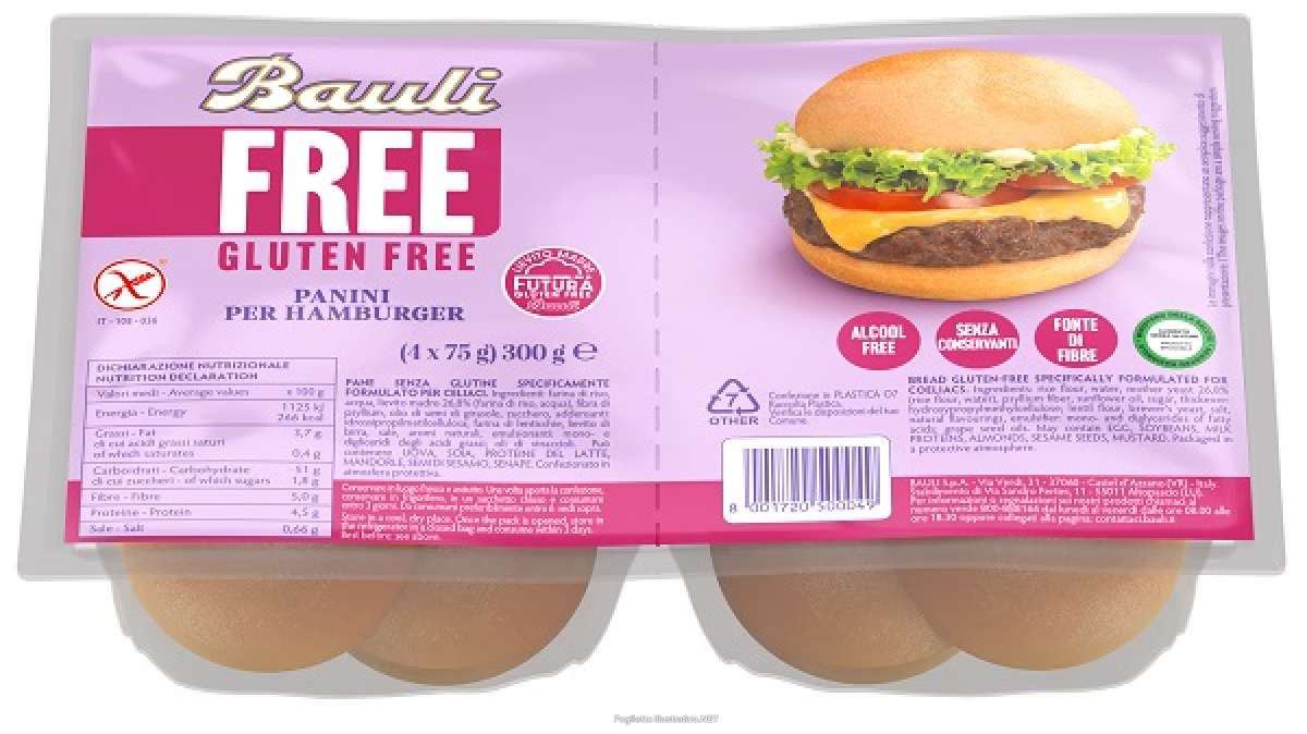 Trova Offerte di bauli free panini hamburger 4 pezzi da 75 g e compra online