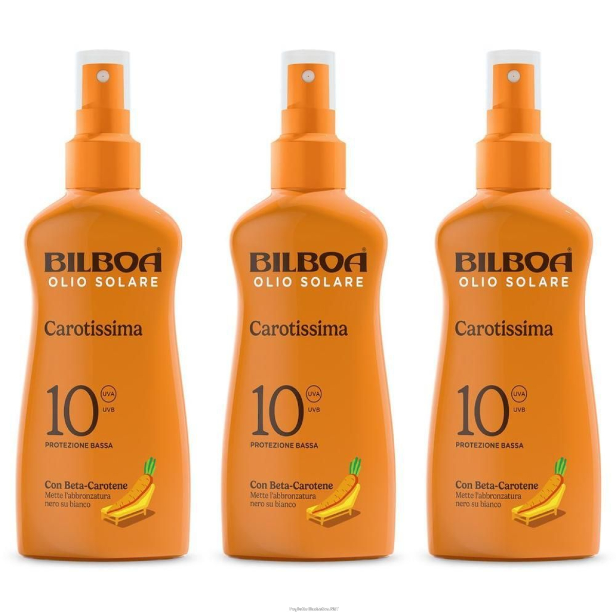Trova Offerte di bilboa carotissima olio solare spray spf 10 con beta carotene 3x200 ml e compra online