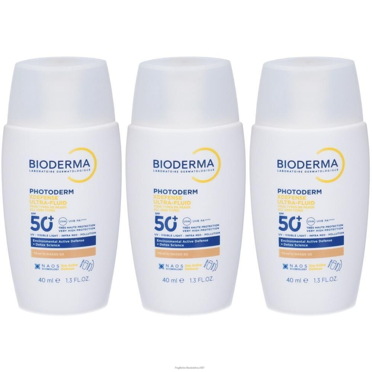 Trova Offerte di bioderma photoderm xdefense ultra-fluid spf50+ tonalità 03 3x40 ml e compra online