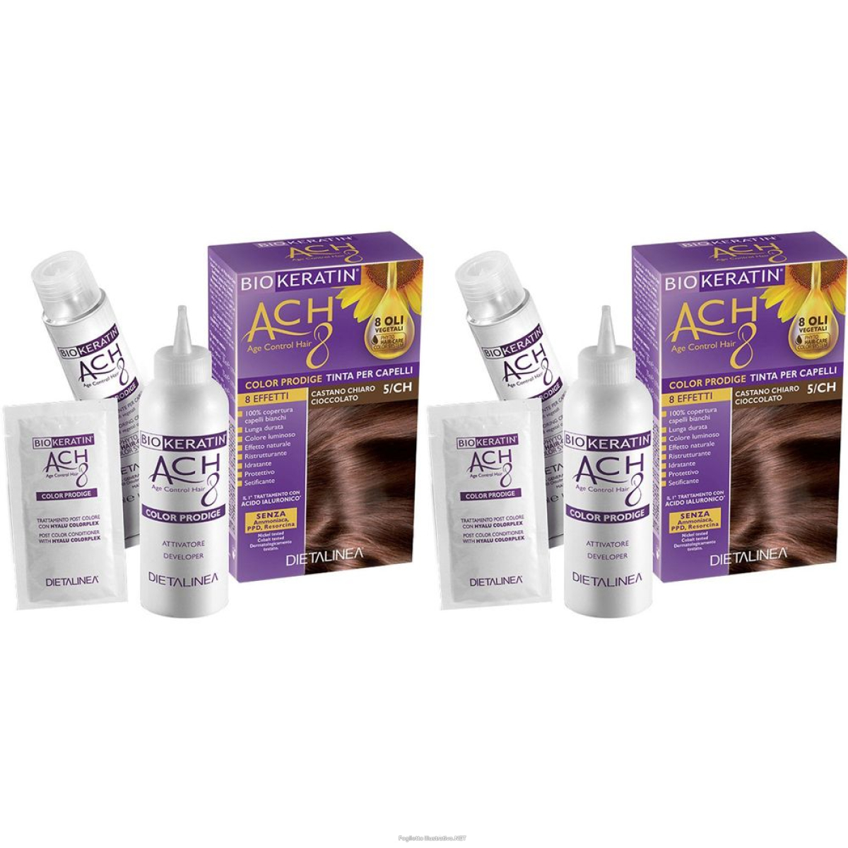 Trova Offerte di biokeratin ach8 color prodige 5/n castano chiaro set da 2 2x140 ml e compra online