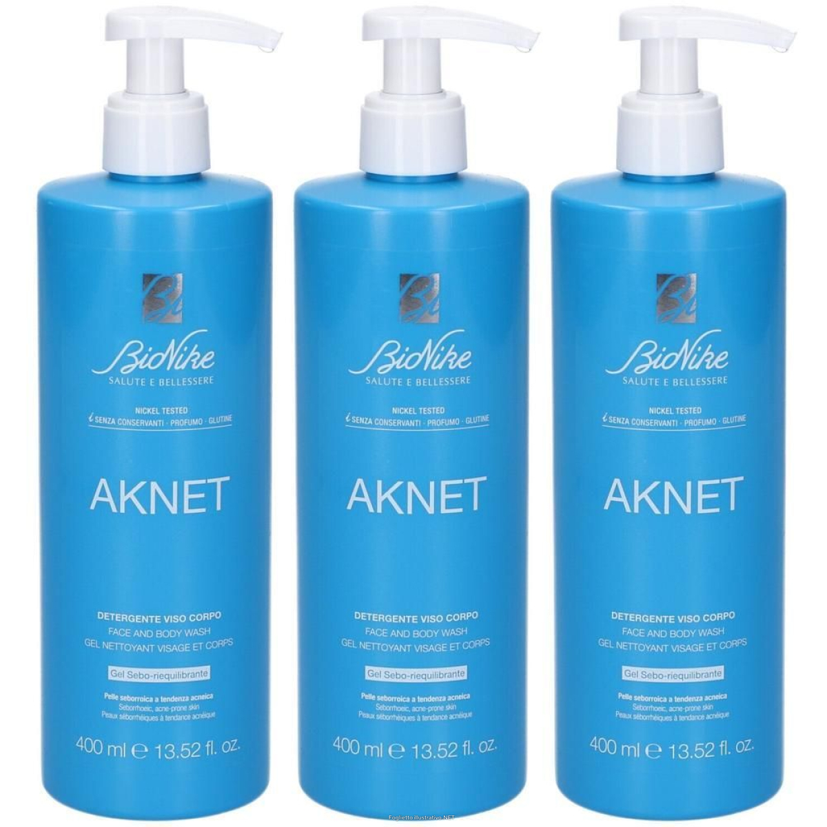 Trova Offerte di bionike aknet detergente viso e corpo 3x400 ml e compra online