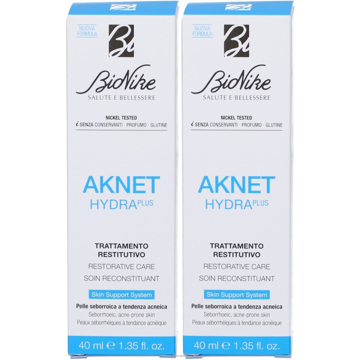 Trova Offerte di bionike aknet hydraplus trattamento restitutivo set da 2 2x40 ml crema e compra online