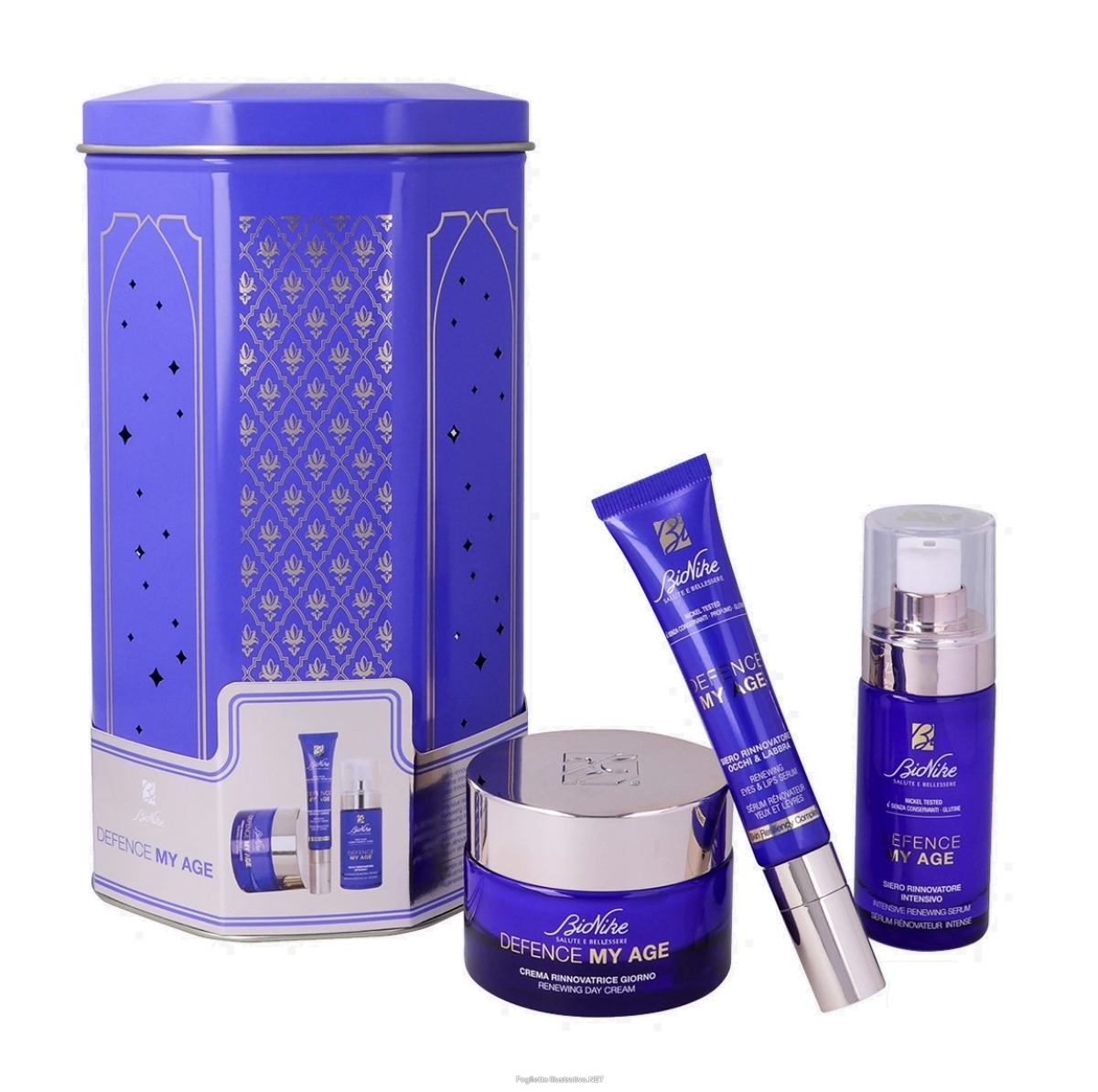 Trova Offerte di bionike cofanetto di natale 2024 defence my age - siero rinnovatore intensivo 30 ml + crema rinnovatrice giorno 50 ml + siero rinnovatore occhi e labbra 15 ml e compra online