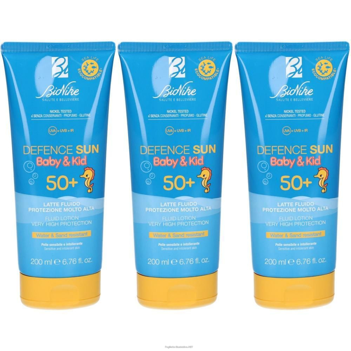 Trova Offerte di bionike defence sun spf50+ baby&kid latte fluido 3x200 ml e compra online