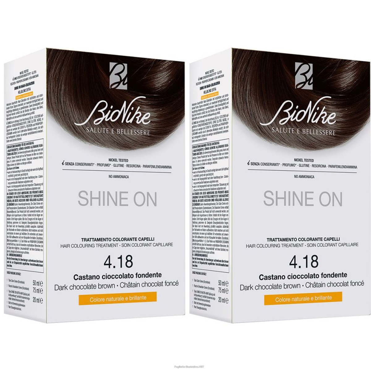Trova Offerte di bionike shine on 4.18 castano cioccolato fondente set da 2 2x50 ml flu e compra online