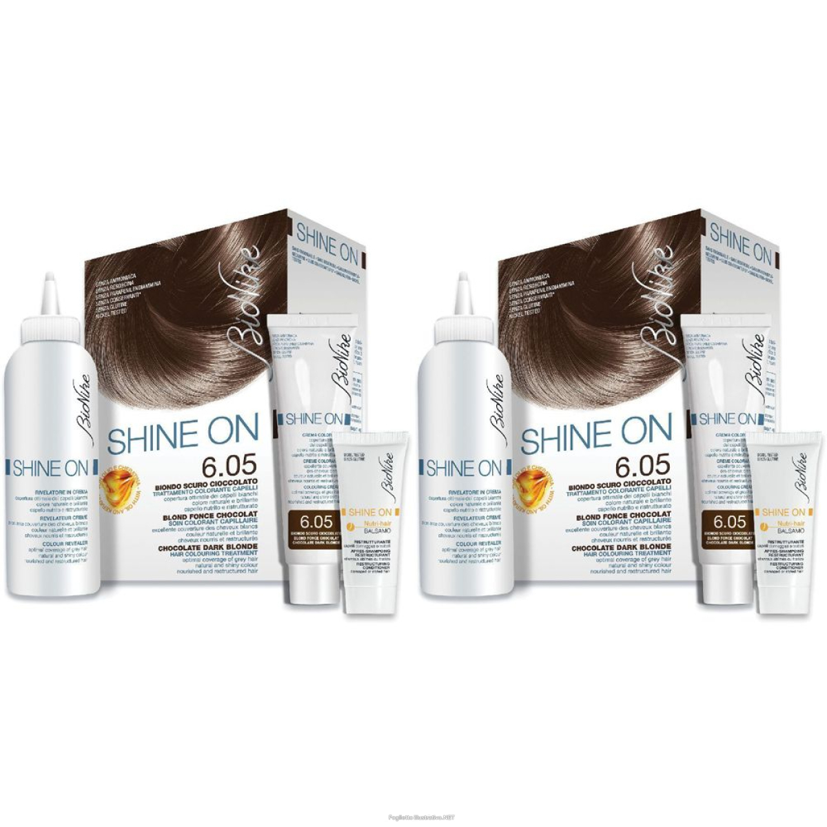 Trova Offerte di bionike shine on biondo scuro cioccolato 6.05 set da 2 2x125 ml tintur e compra online