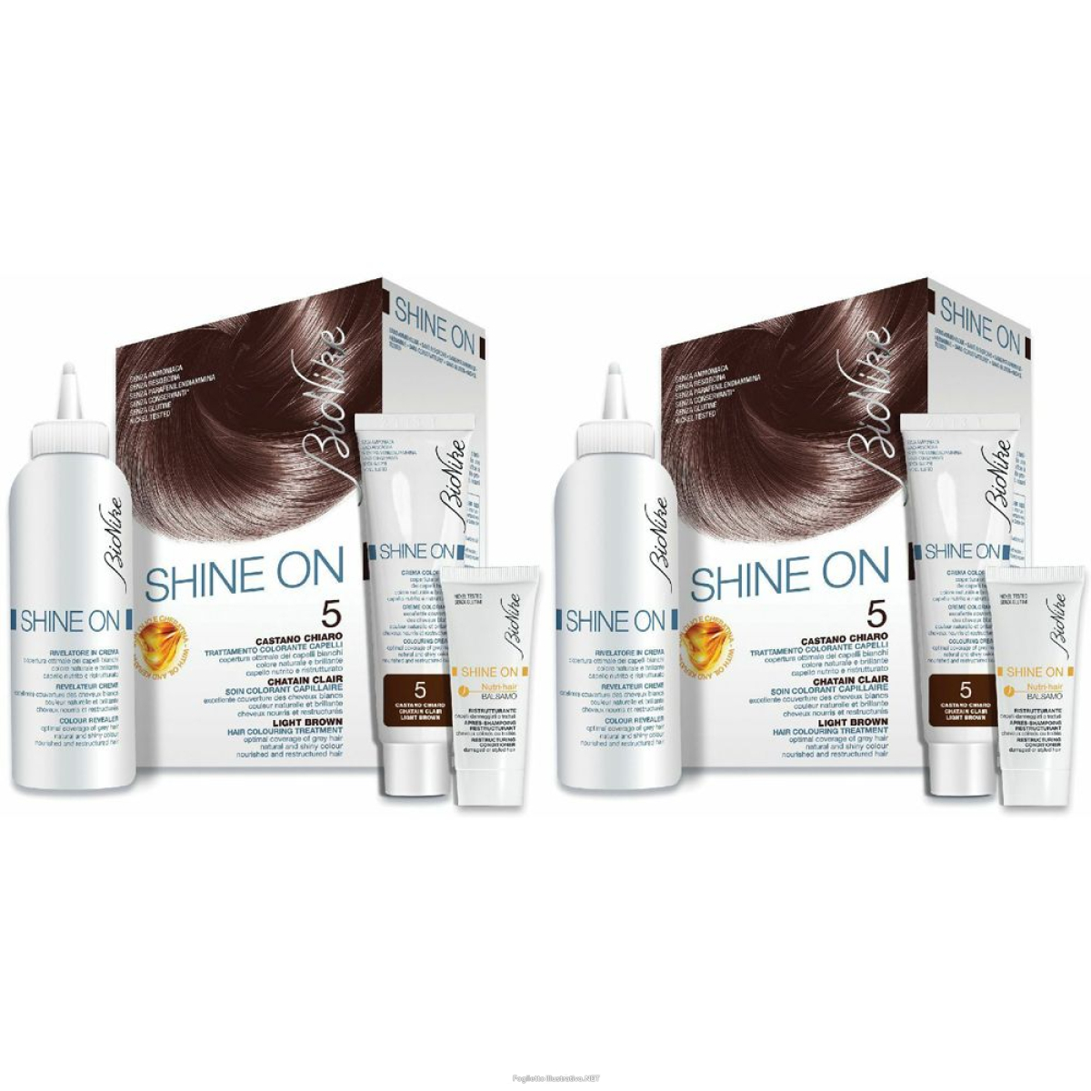 Trova Offerte di bionike shine on tintura per capelli colore castano chiaro 5 set da 2 e compra online