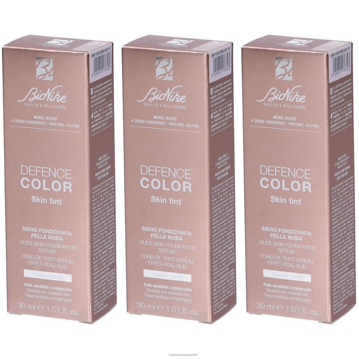 Trova Offerte di bionike skin tint siero fondotinta pelle nuda tint 704 3x30 ml e compra online