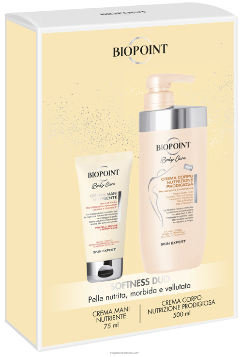 Trova Offerte di biopoint confezione natalizia 2024 crema mani 75 ml + crema corpo nutrizione prodigiosa 500 ml e compra online