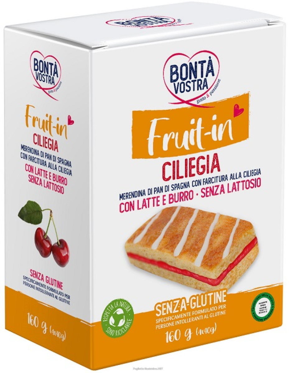 Trova Offerte di bonta' vostra fruit in merendina di pan di spagna con farcitura alla ciliegia 4 pezzi x 40 g e compra online