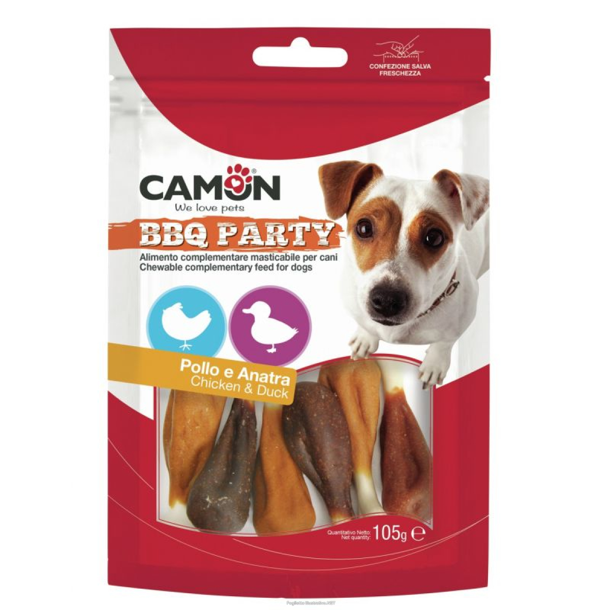 Cerca Prezzi di camon cane snack bbq party cosce pollo anatra 105gr e acquista online