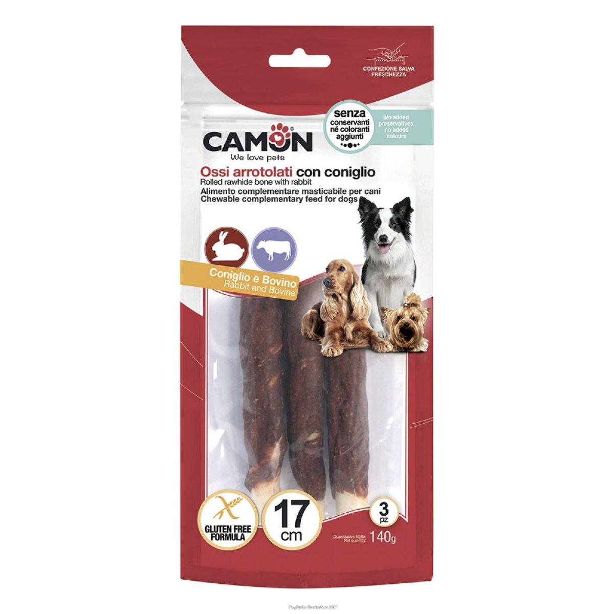 Cerca Prezzi di camon cane snack ossi arrotolati coniglio bovino 17cm 3pz 140gr e acquista online