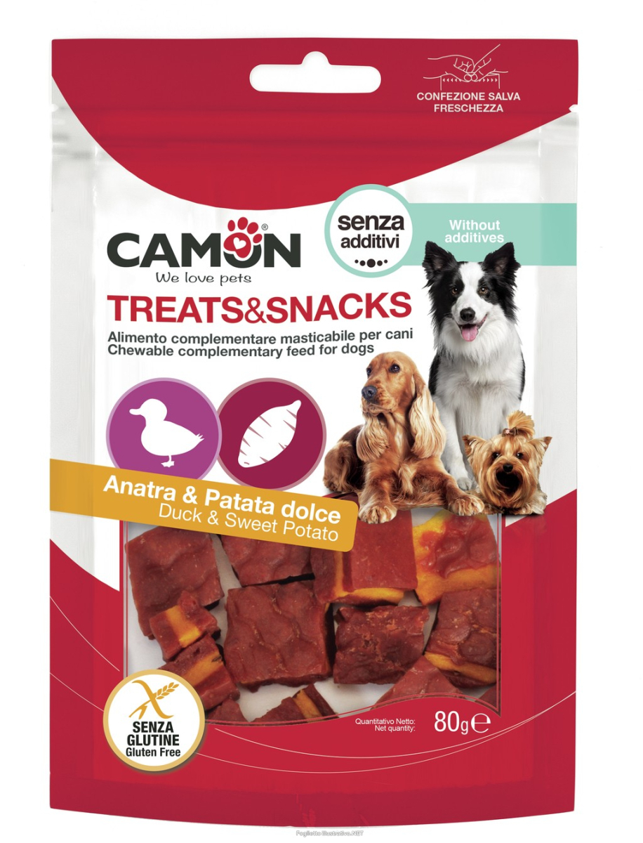 Cerca Prezzi di camon cane snack quadrotti all'anatra & patata dolce 80 gr e acquista online
