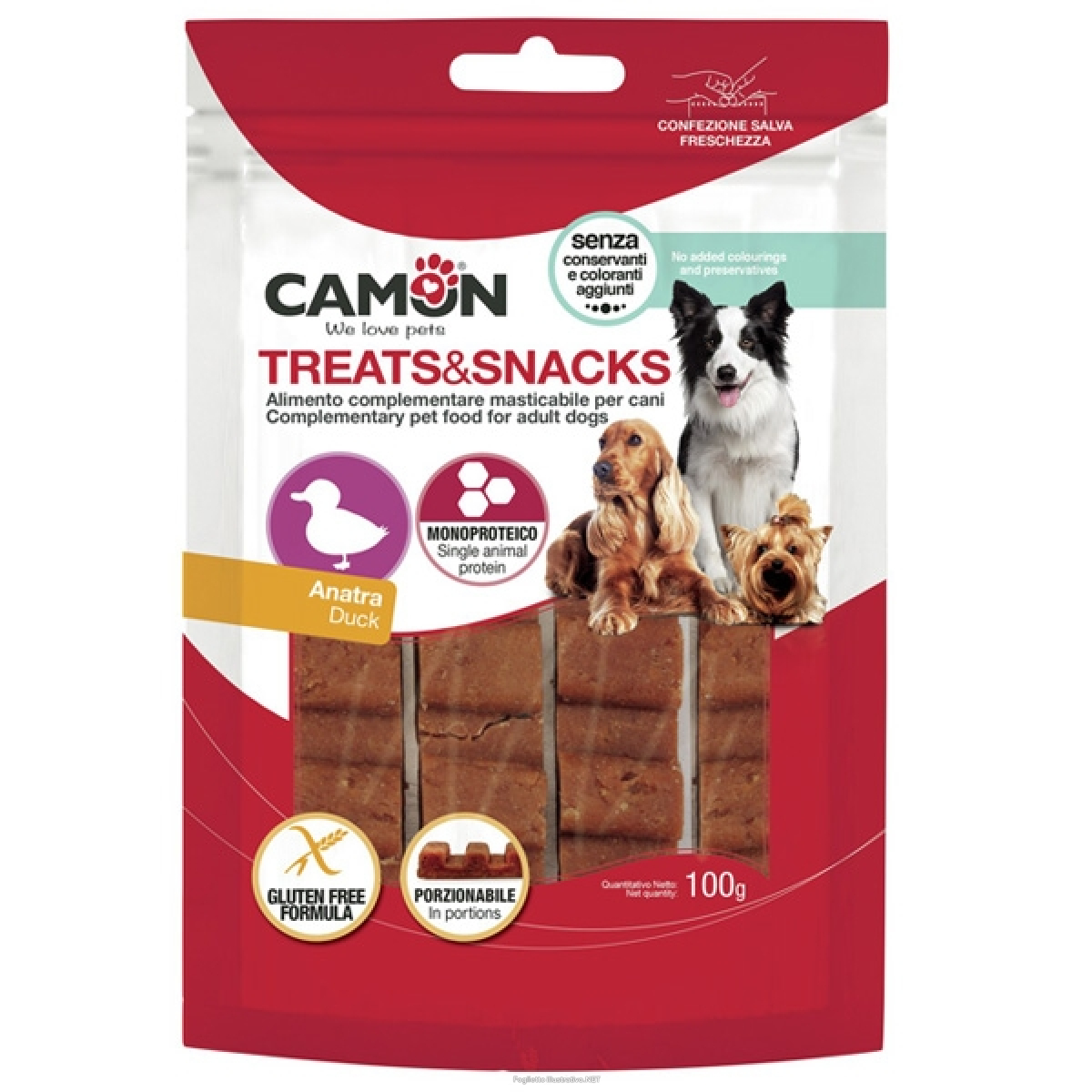 Cerca Prezzi di camon treats & snacks barretta d'anatra porzionabile per cani 100g e acquista online