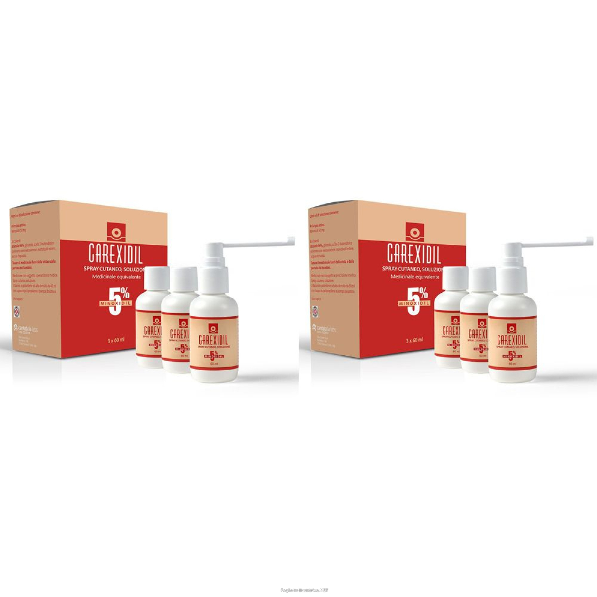 Cerca Prezzi di carexidil 5% spray cutaneo, soluzione set da 2 2x3x60 ml e acquista online
