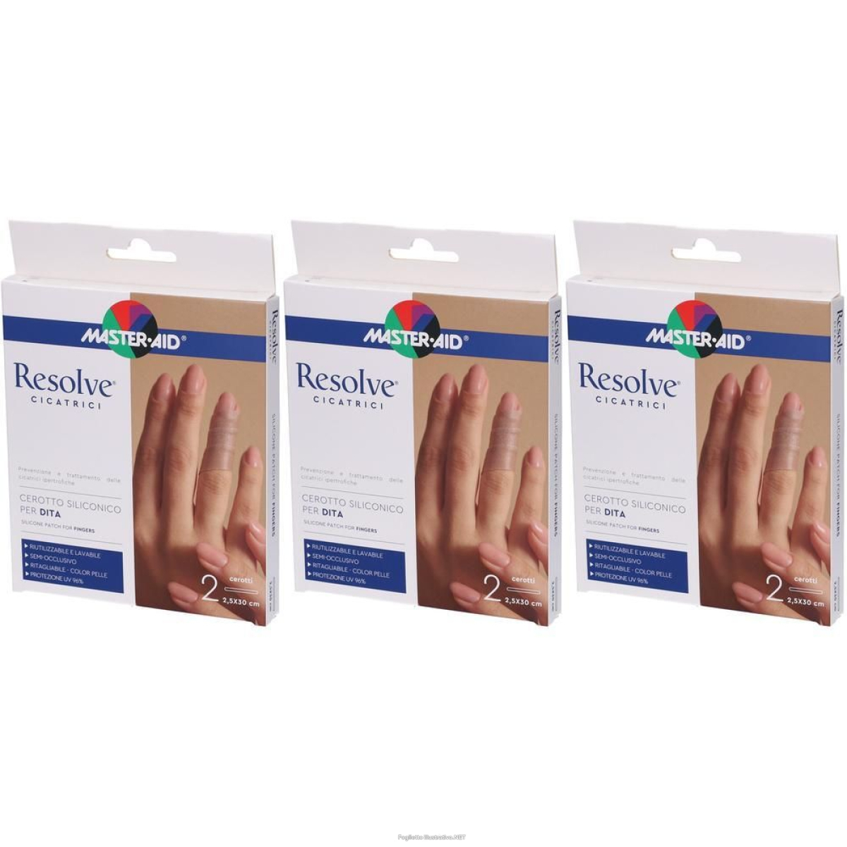 Cerca Prezzi di cerotto siliconico dita master-aid resolve 2,5x30cm 2 pezzi 3x2 pz cer e acquista online