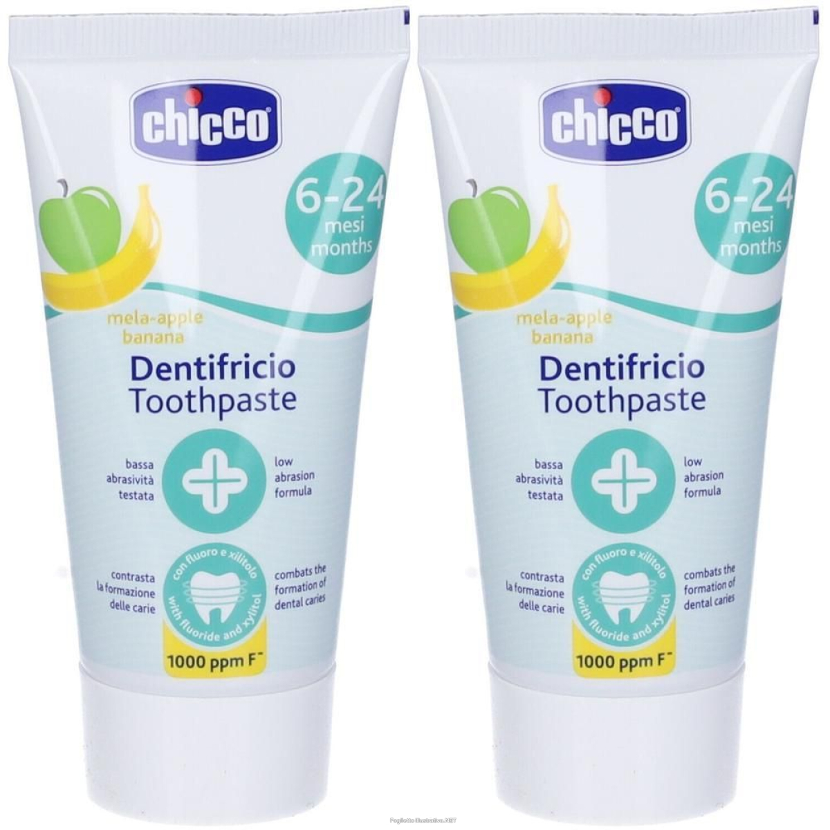 Cerca Prezzi di chicco dentifricio mela-banana 6-24 mesi con fluoro 2x50 ml e acquista online