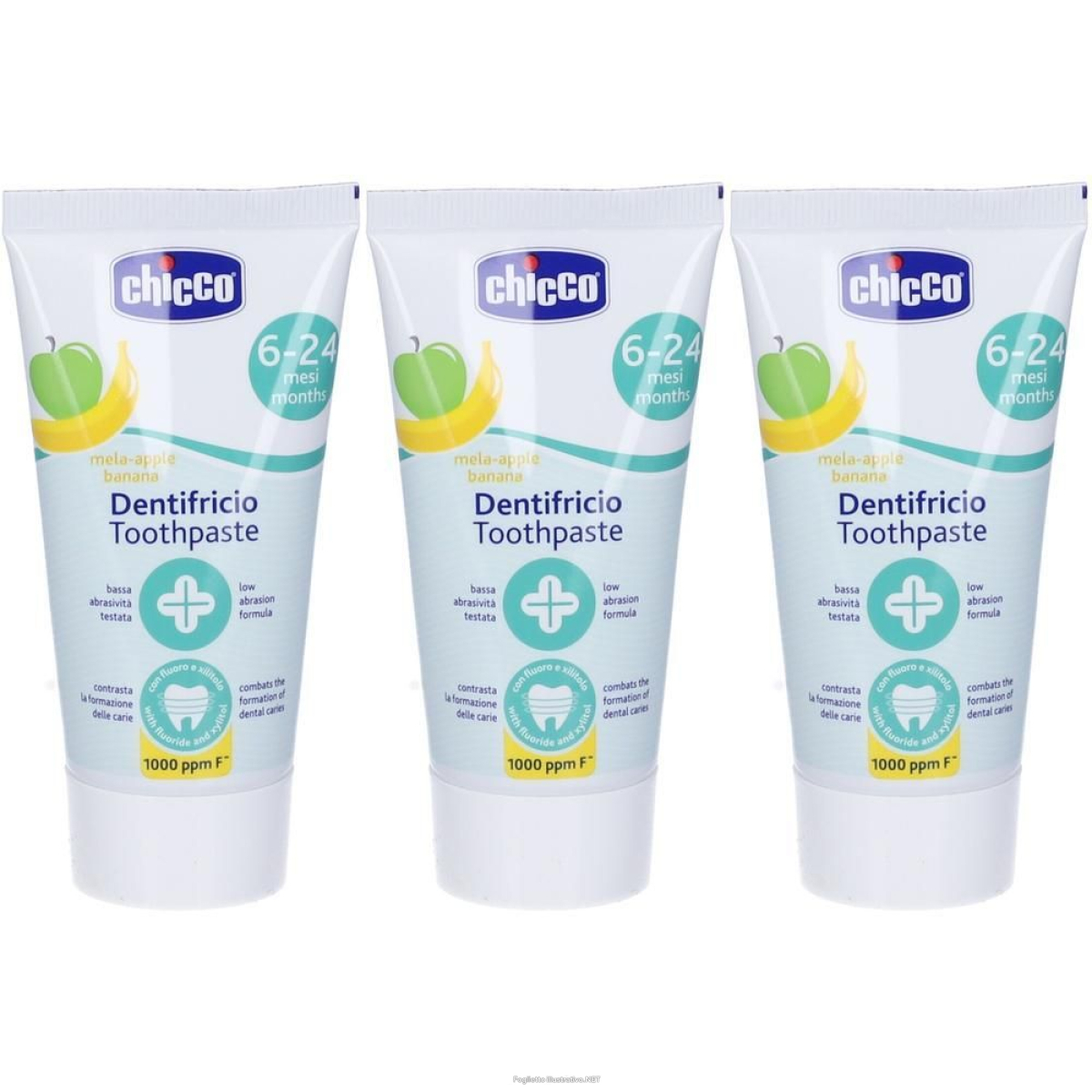 Cerca Prezzi di chicco dentifricio mela-banana 6-24 mesi con fluoro 3x50 ml e acquista online