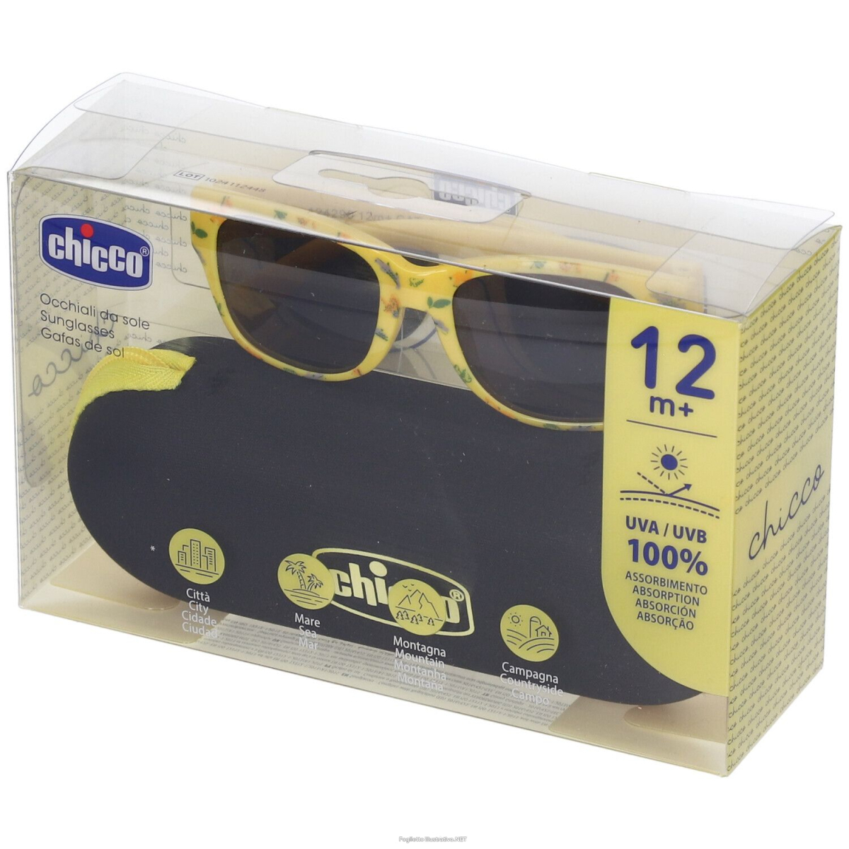 Cerca Prezzi di chicco occhiale da sole per bambini 12m+ anti-graffio colore giallo con fantasie e acquista online