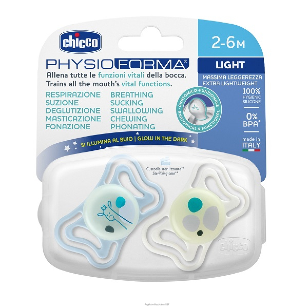 Cerca Prezzi di chicco physioforma light 2-6 mesi succhietto in silicone si illumina al buio 2 pezzi e acquista online