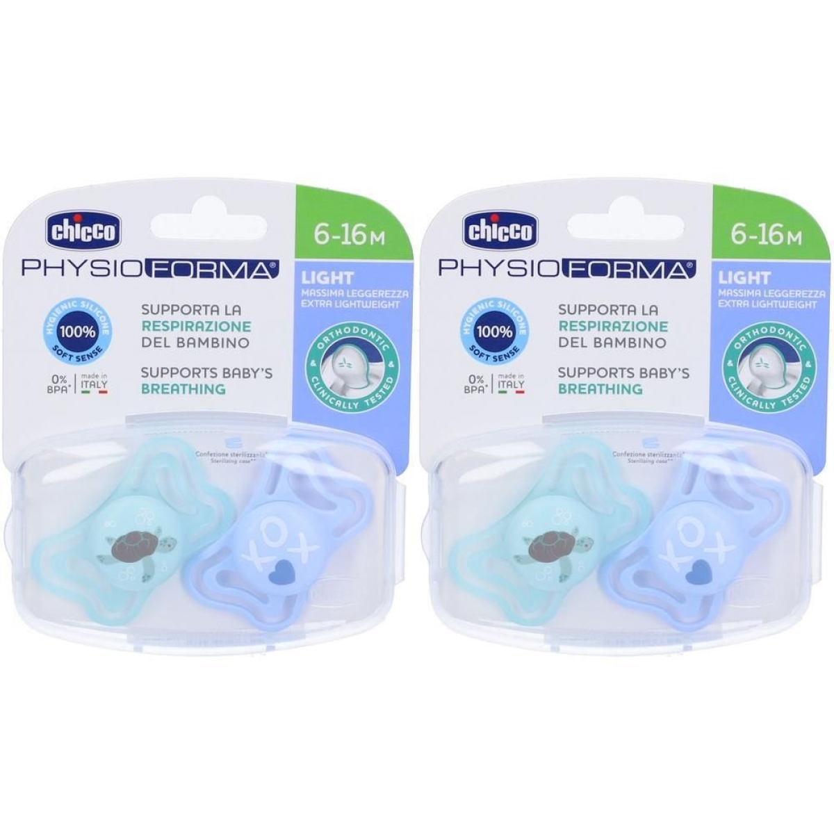 Cerca Prezzi di Chicco physioforma light succhietto azzurro 6-16 mesi 2x1 st e acquista online