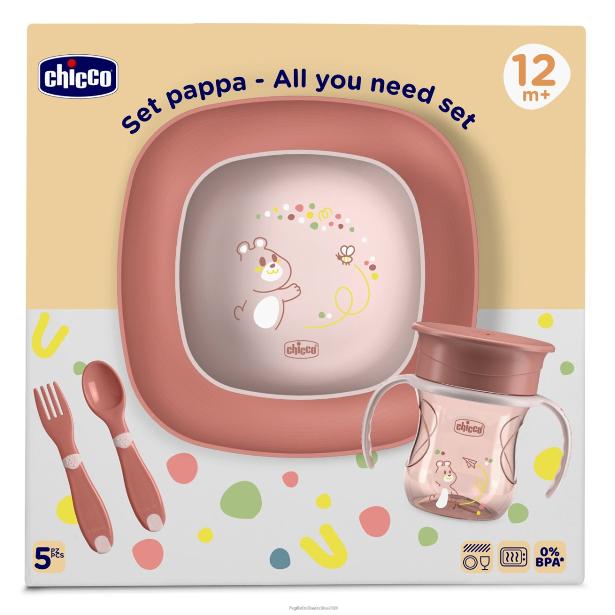 Cerca Prezzi di chicco - set pappa completo 12m+ rosa  confezione 5 pezzi e acquista online
