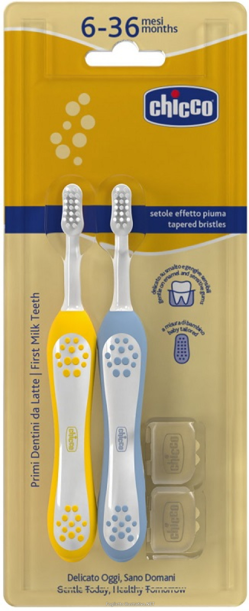 Cerca Prezzi di chicco spazzolino primi denti da latte 6-36m colore azzurro e giallo 2 pezzi e acquista online