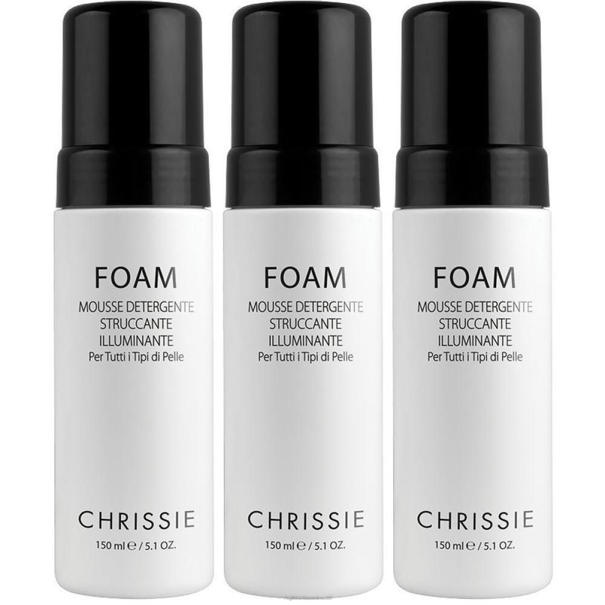 Cerca Prezzi di chrissie foam mousse detergente struccante illuminante 3x150 ml e acquista online