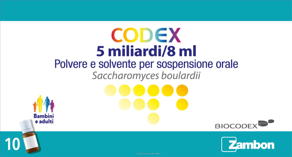 Cerca Prezzi di codex 5 miliardi/8 ml polvere e solvente per sospensione orale  saccharomyces boulardii e acquista online