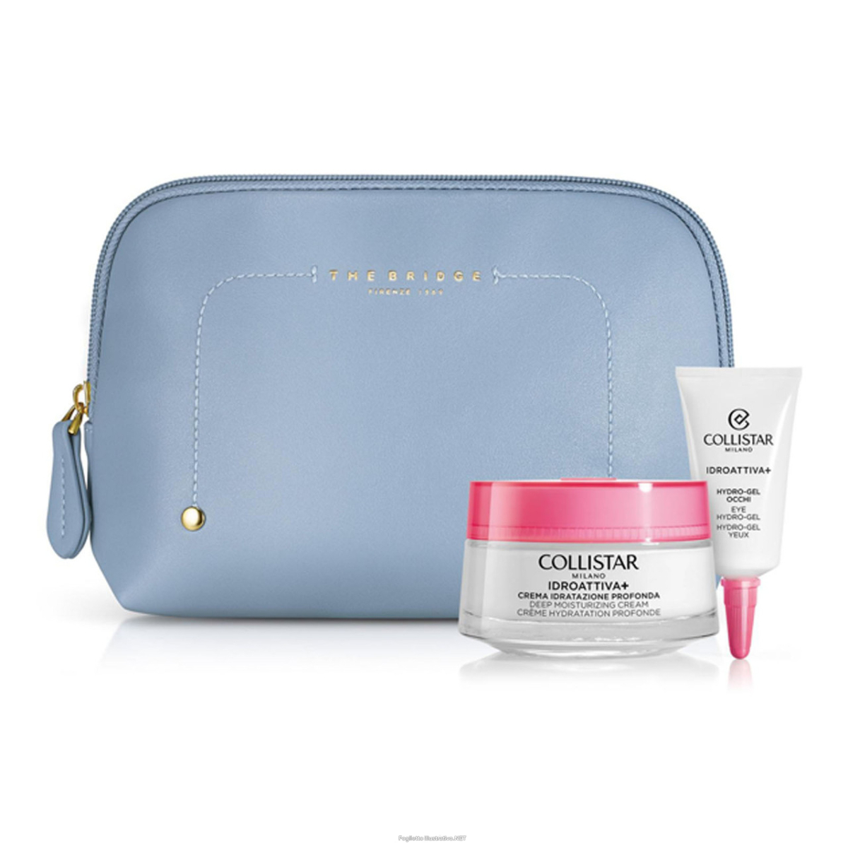 Cerca Prezzi di cofanetto idroattiva+ crema idratazione profonda 50 ml + hydro gel occhi 5 ml + sample gocce magiche autoabbronzanti + beauty bag azzurra the bridge e acquista online