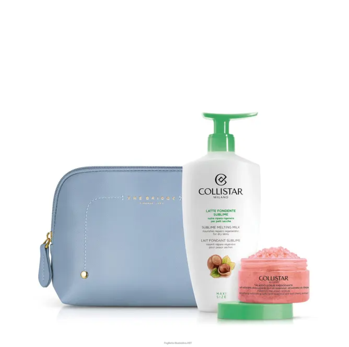 Cerca Prezzi di cofanetto latte fondente sublime 400 ml + mini talasso scrub energizzante 150 g + sample gocce glow corpo + pochette azzurra the bridge e acquista online