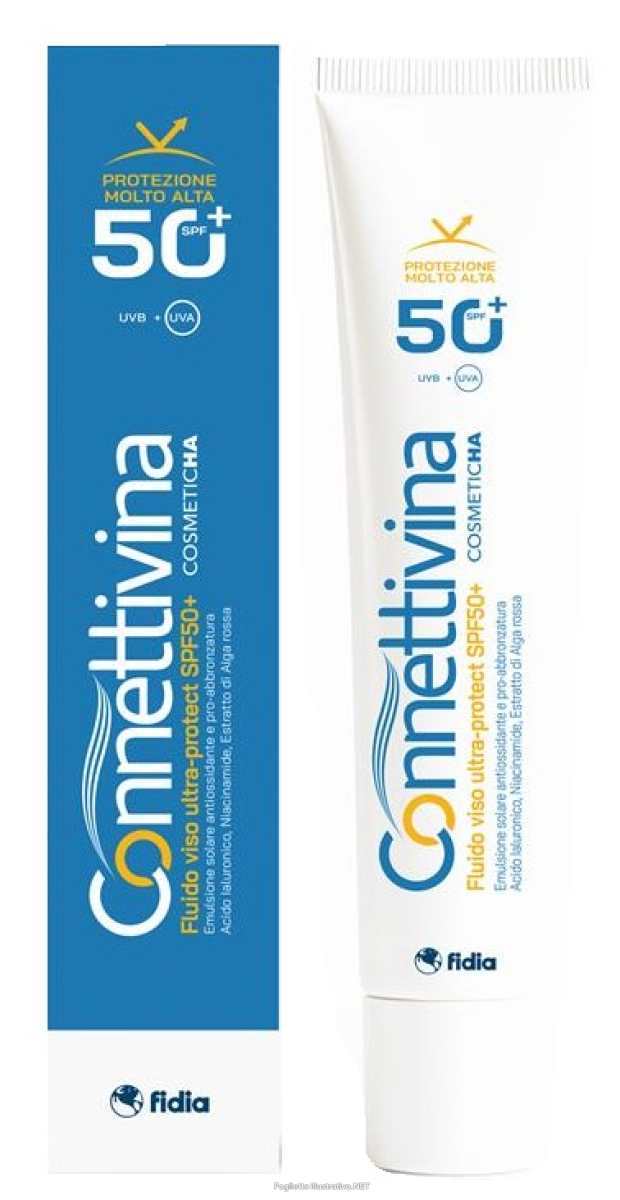 Cerca Prezzi di connettivina fluido viso spf50+ solare ultraleggero con acido ialuronico ed estratto di alga rossa 50 ml - fidia e acquista online