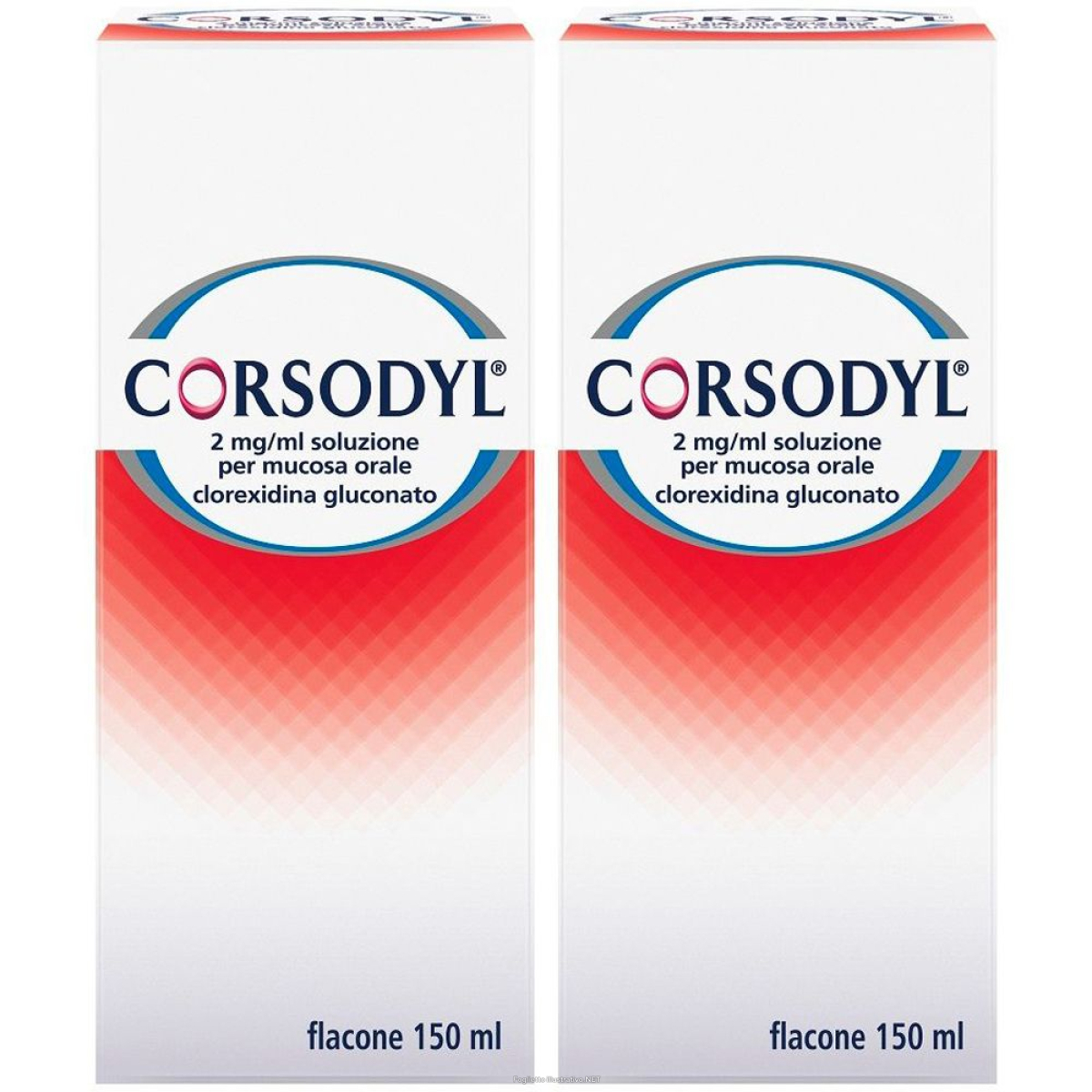 Cerca Prezzi di corsodyl 2 mg/ml soluzione per mucosa orale set da 2x150 ml collutor e acquista online