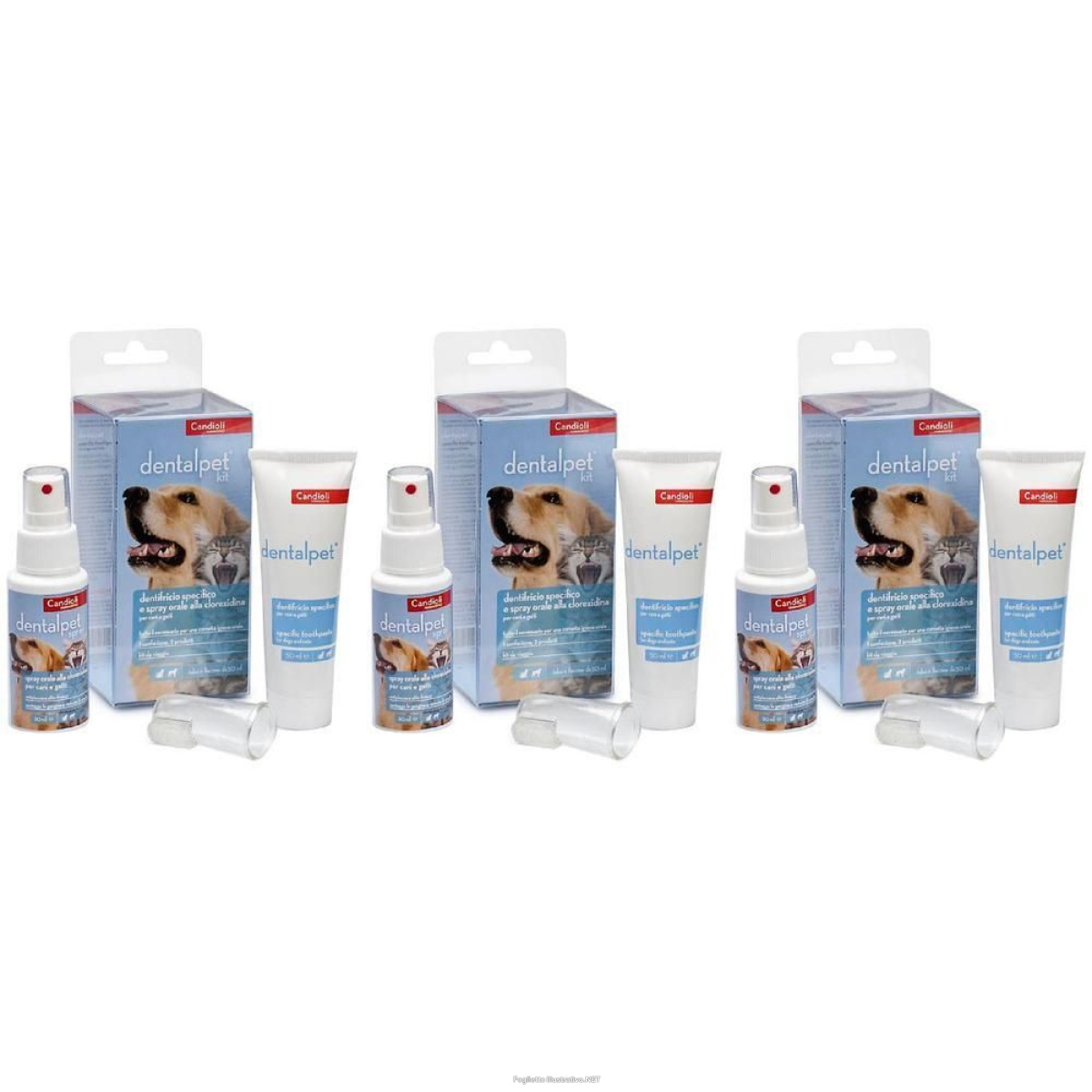 Compra Online dentalpet kit dentifricio 50ml+spray orale 50ml+1 ditale 3x100 ml dent e Trova il miglior prezzo