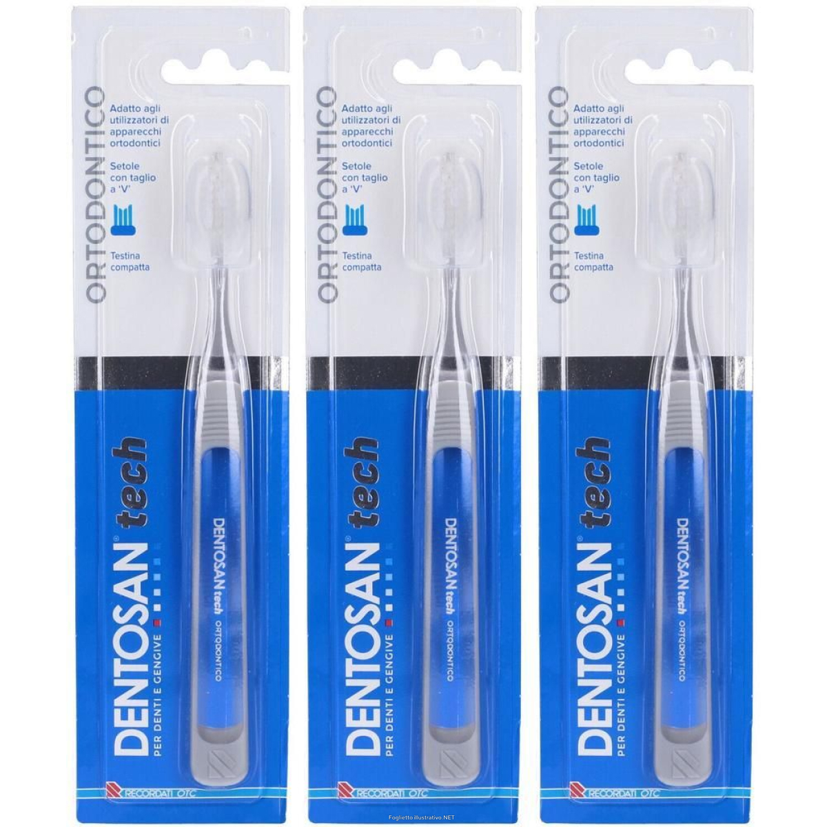 Compra Online dentosan® tech spazzolino ortondontico 3x1 pz da denti e Trova il miglior prezzo