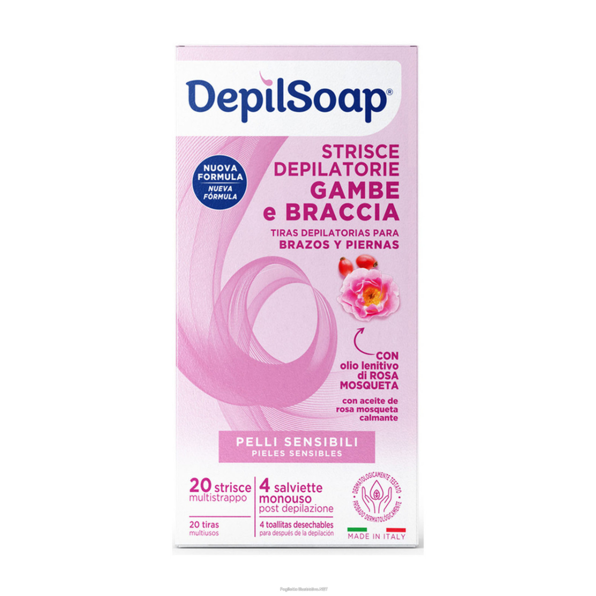 Compra Online depilsoap pelle sensibile - strisce depilatorie corpo, 20 strisce + 4 salviette e Trova il miglior prezzo