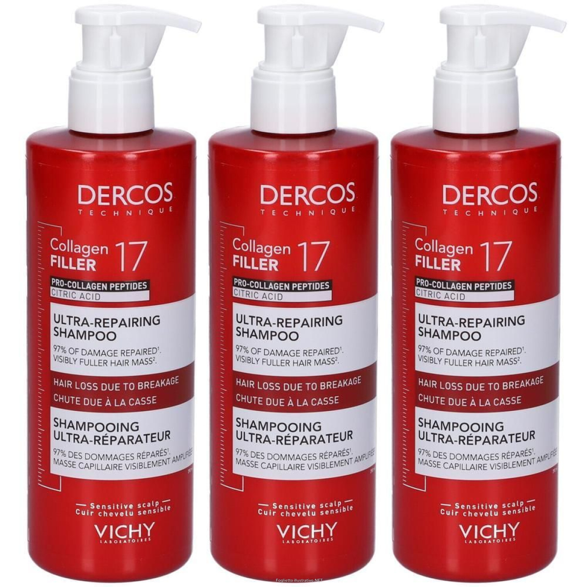 Compra Online dercos collagen 17 filler shampoo ultra-riparatore 3x400 ml e Trova il miglior prezzo